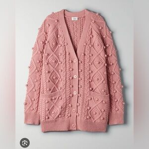 Aritzia Wilfred Alps Cardigan in Rose Blush, merino blend, size small oversized